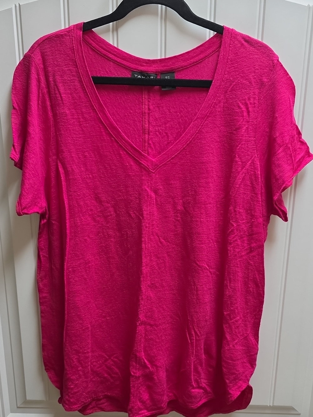 Tahari Hot Pink V-Neck Short Sleeve Tee US 1X